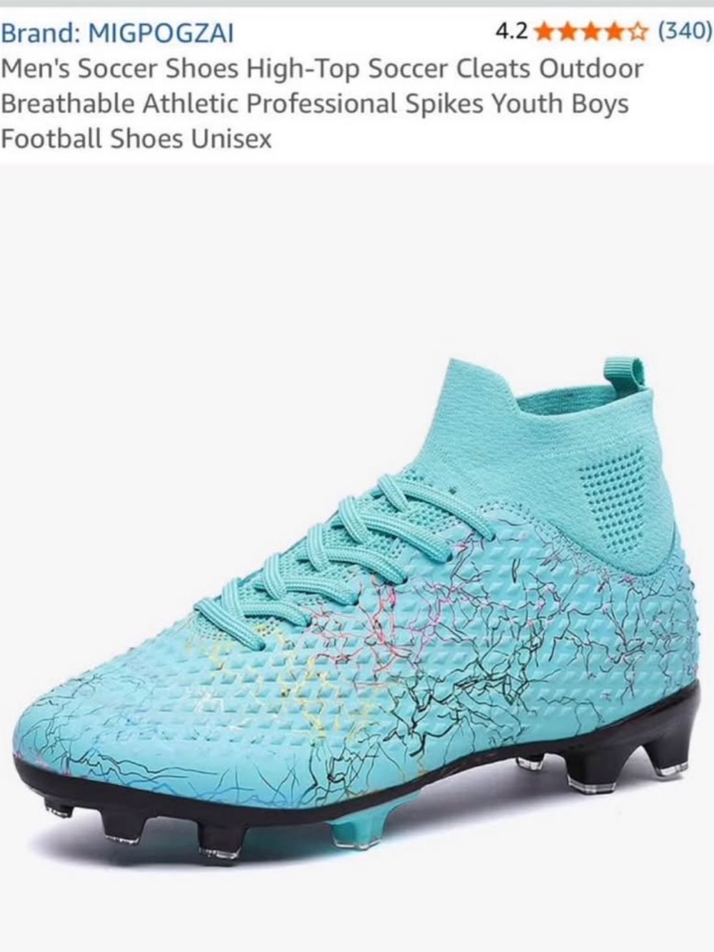 Women's High-Top Soccer Cleats in Aqua